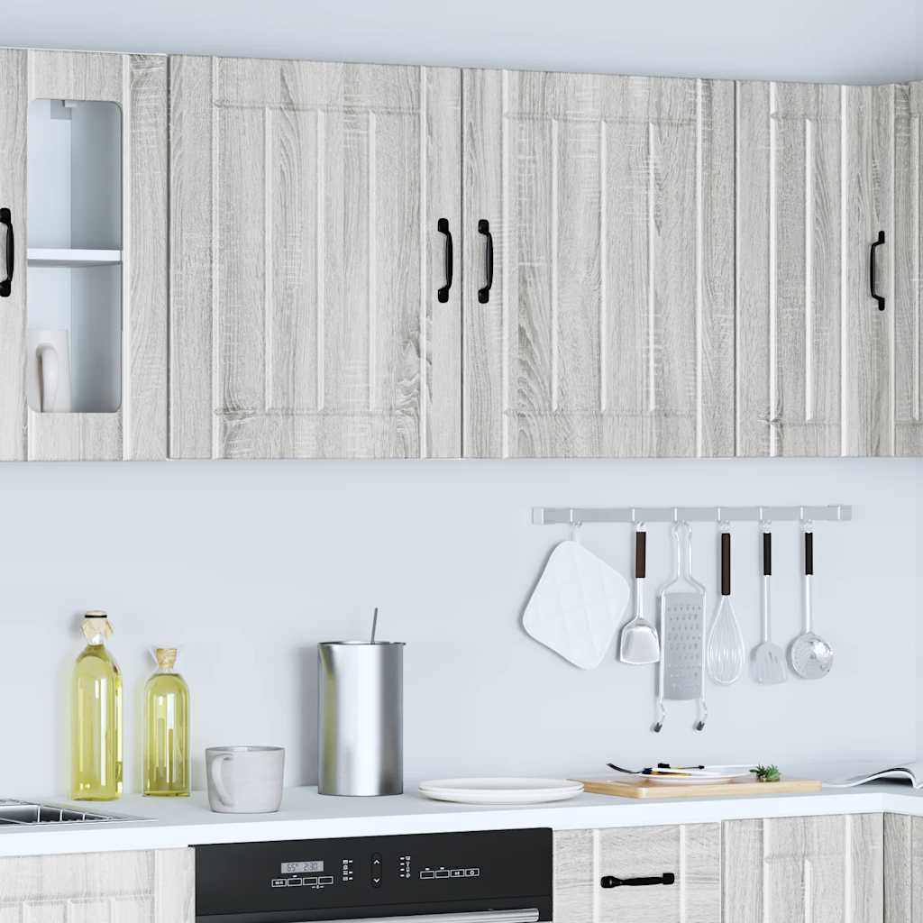 Keukenwandkasten 2 st Lucca grijs sonoma bewerkt hout is nu te koop bij PeponiXL, paradijselijk wonen!
