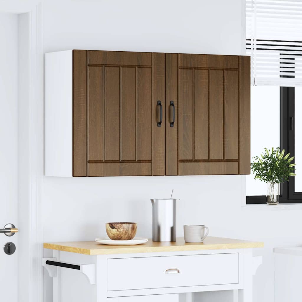 Keukenwandkasten 2 st Lucca bewerkt hout bruin eikenkleurig is nu te koop bij PeponiXL, paradijselijk wonen!