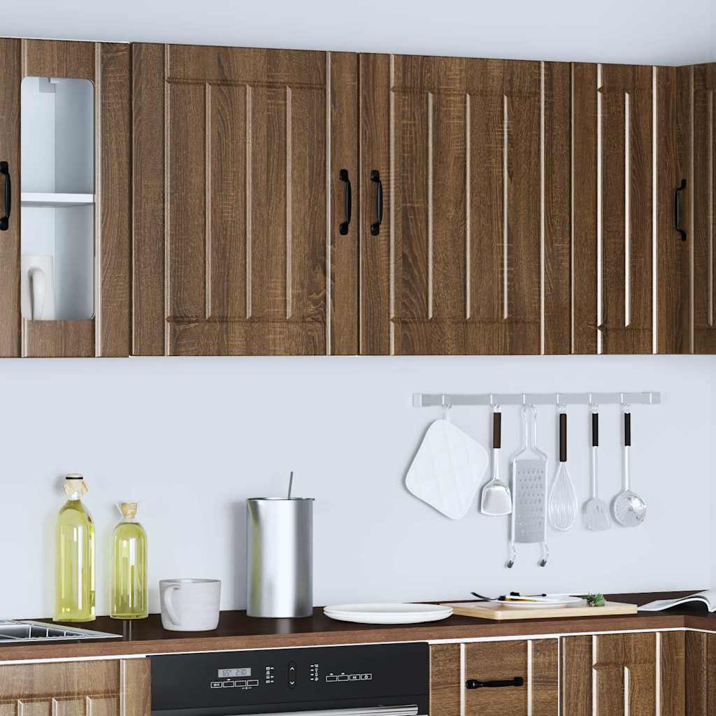 Keukenwandkasten 2 st Lucca bewerkt hout bruin eikenkleurig is nu te koop bij PeponiXL, paradijselijk wonen!
