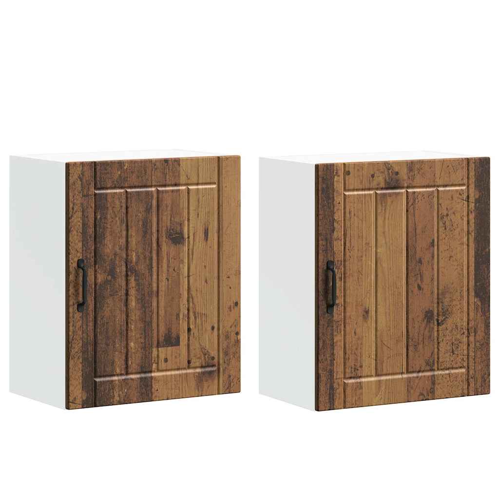 Keukenwandkasten 2 st Lucca oud houtkleurig bewerkt hout is nu te koop bij PeponiXL, paradijselijk wonen!