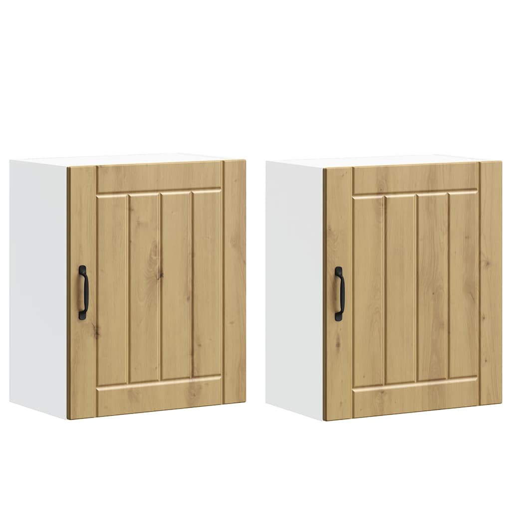 Keukenwandkasten 2 st Lucca bewerkt hout artisanaal eiken is nu te koop bij PeponiXL, paradijselijk wonen!