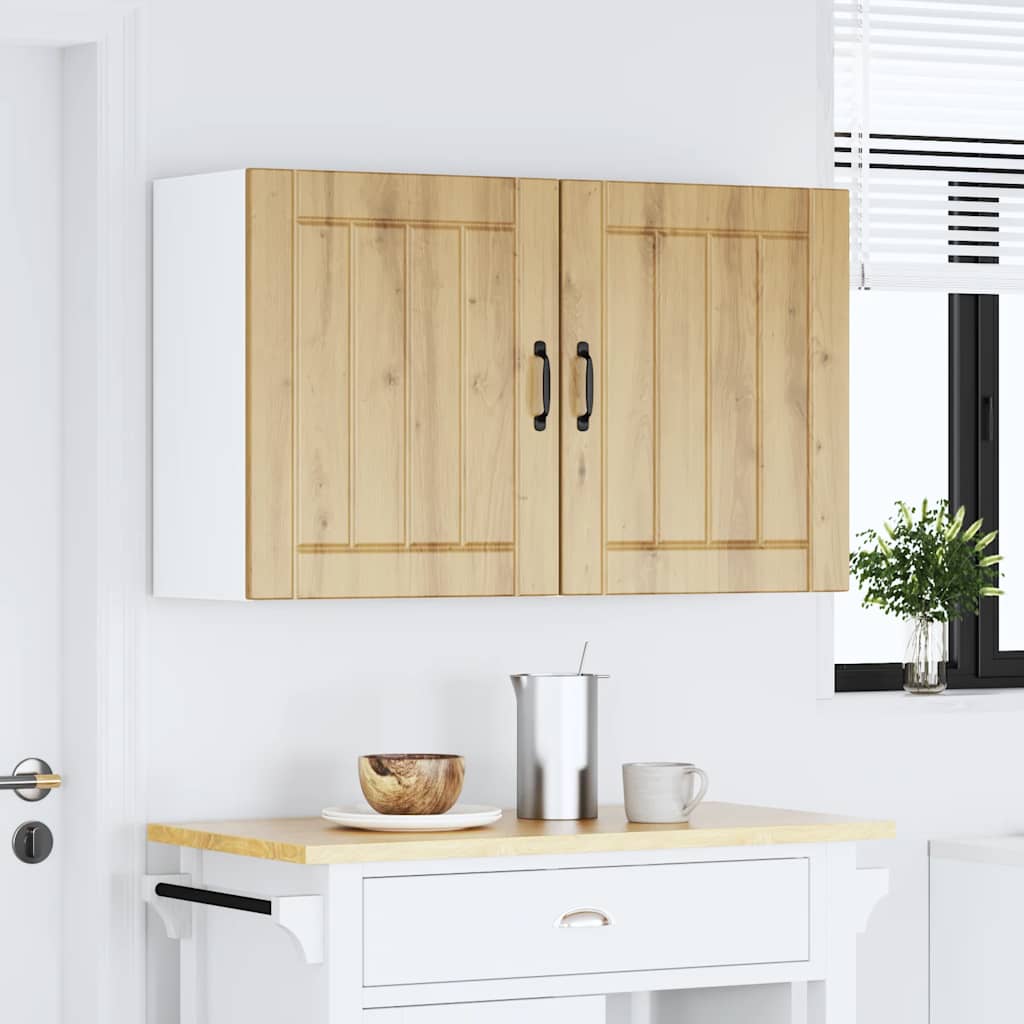 Keukenwandkasten 2 st Lucca bewerkt hout artisanaal eiken is nu te koop bij PeponiXL, paradijselijk wonen!
