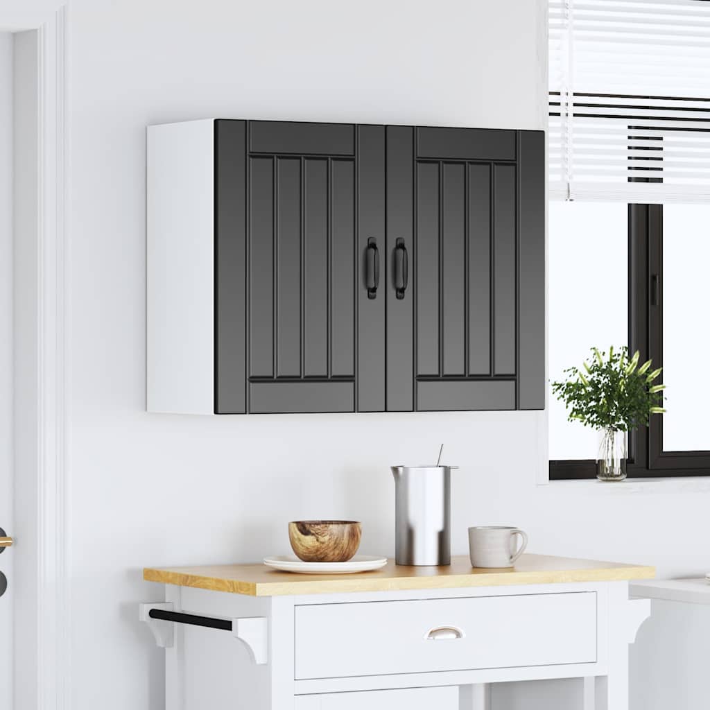 Keukenbovenkast Lucca bewerkt hout zwart is nu te koop bij PeponiXL, paradijselijk wonen!