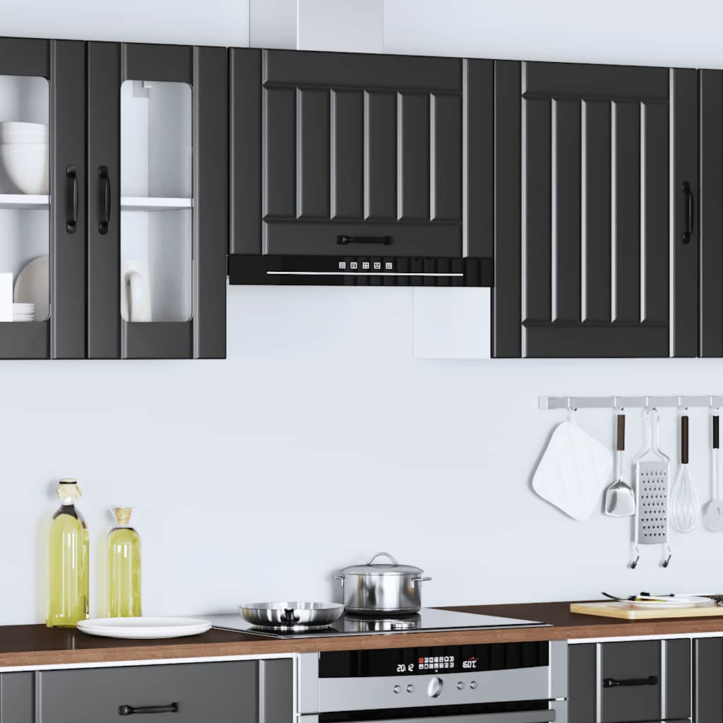 Keukenbovenkast Lucca bewerkt hout zwart is nu te koop bij PeponiXL, paradijselijk wonen!
