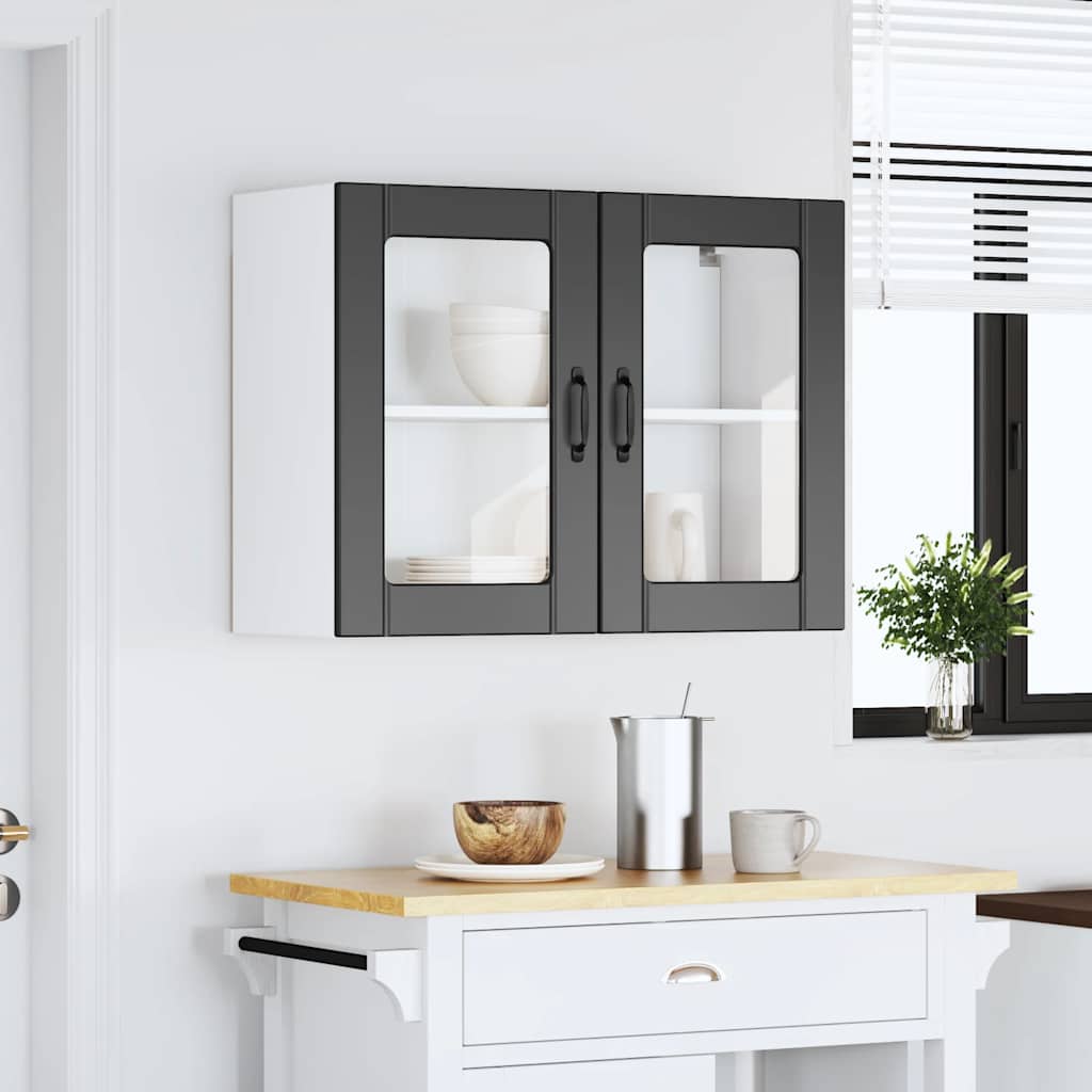 Keukenbovenkast met glazen deur Lucca bewerkt hout zwart is nu te koop bij PeponiXL, paradijselijk wonen!