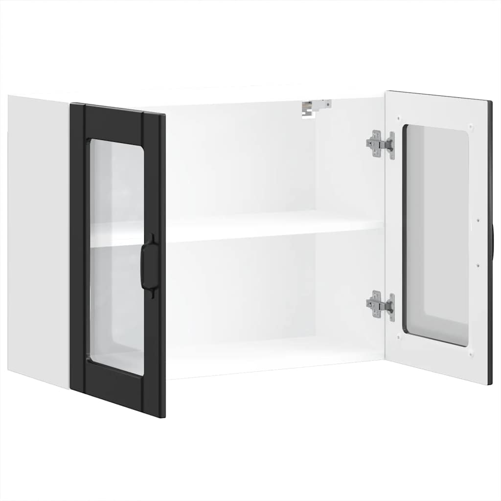 Keukenbovenkast met glazen deur Lucca bewerkt hout zwart is nu te koop bij PeponiXL, paradijselijk wonen!