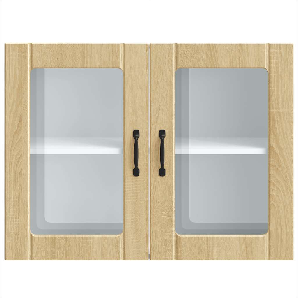 Keukenbovenkast met glazen deur Lucca bewerkt hout sonoma eikenkleur is nu te koop bij PeponiXL, paradijselijk wonen!