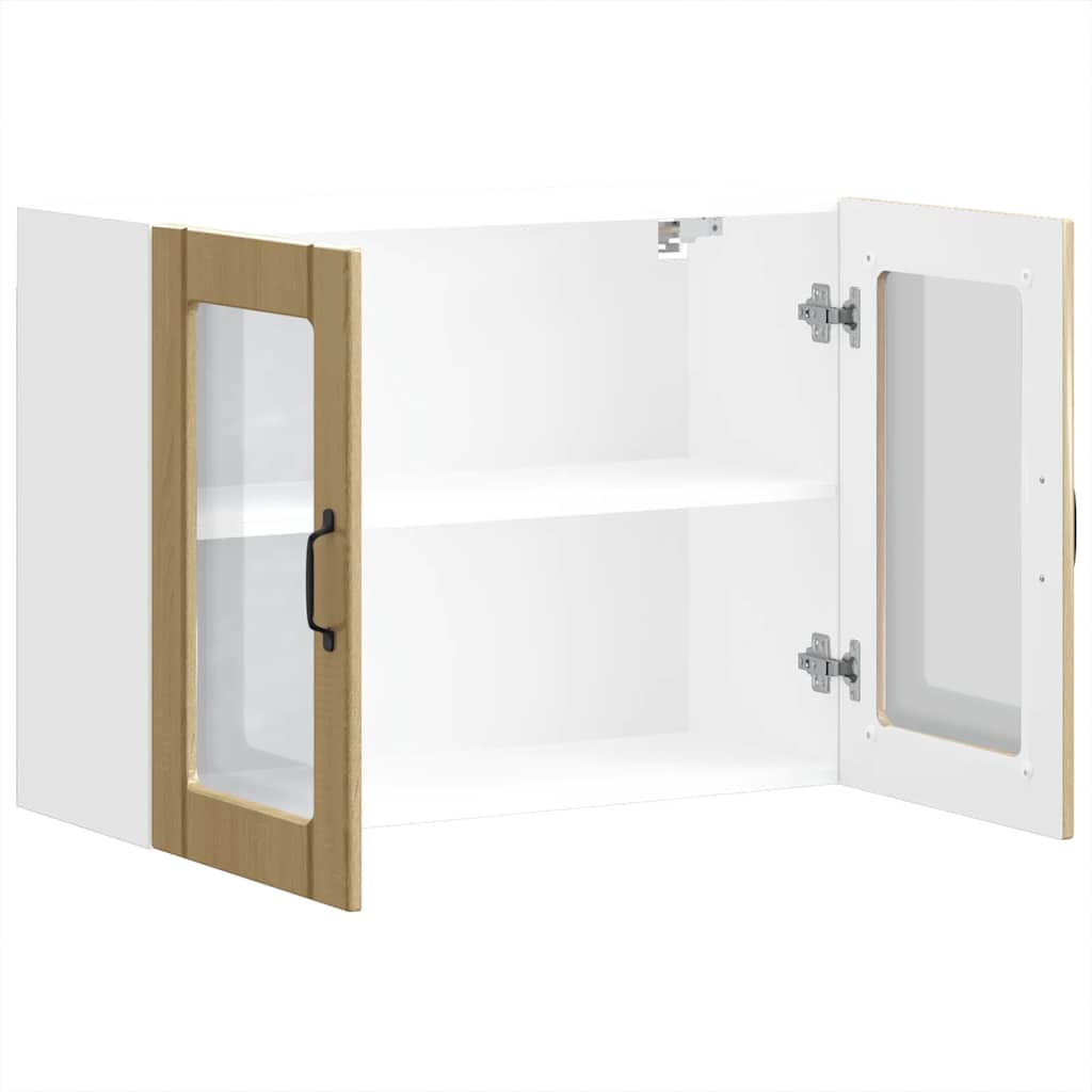 Keukenbovenkast met glazen deur Lucca bewerkt hout sonoma eikenkleur is nu te koop bij PeponiXL, paradijselijk wonen!