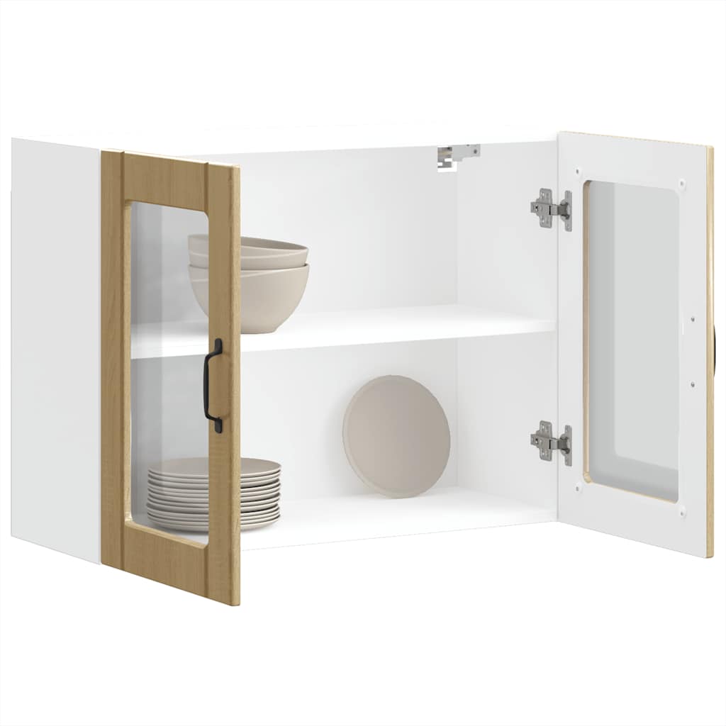Keukenbovenkast met glazen deur Lucca bewerkt hout sonoma eikenkleur is nu te koop bij PeponiXL, paradijselijk wonen!