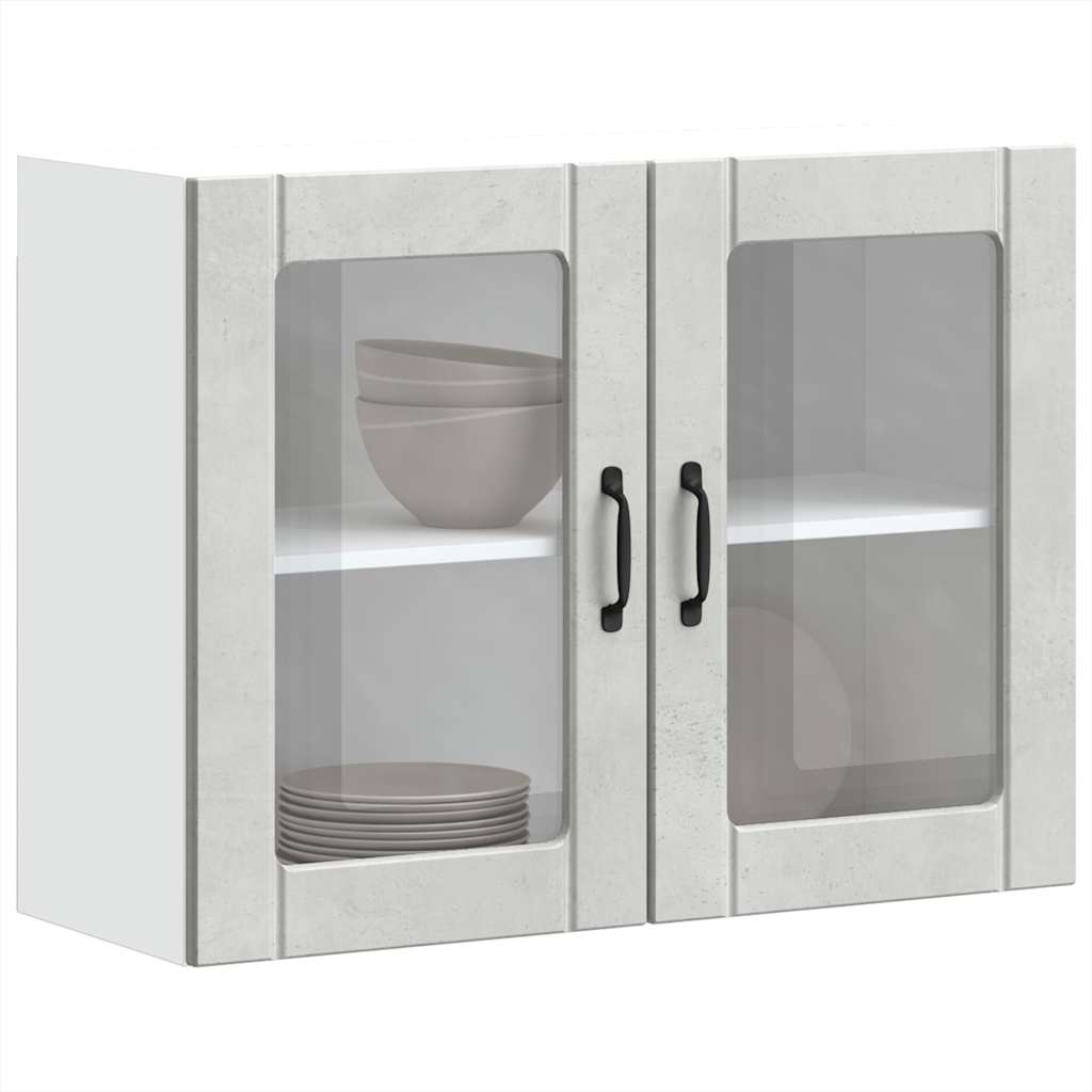 Keukenbovenkast met glazen deur Lucca bewerkt hout betongrijs is nu te koop bij PeponiXL, paradijselijk wonen!