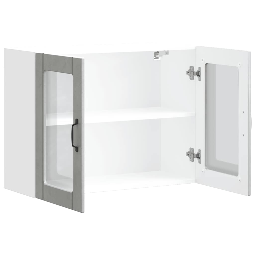 Keukenbovenkast met glazen deur Lucca bewerkt hout betongrijs is nu te koop bij PeponiXL, paradijselijk wonen!