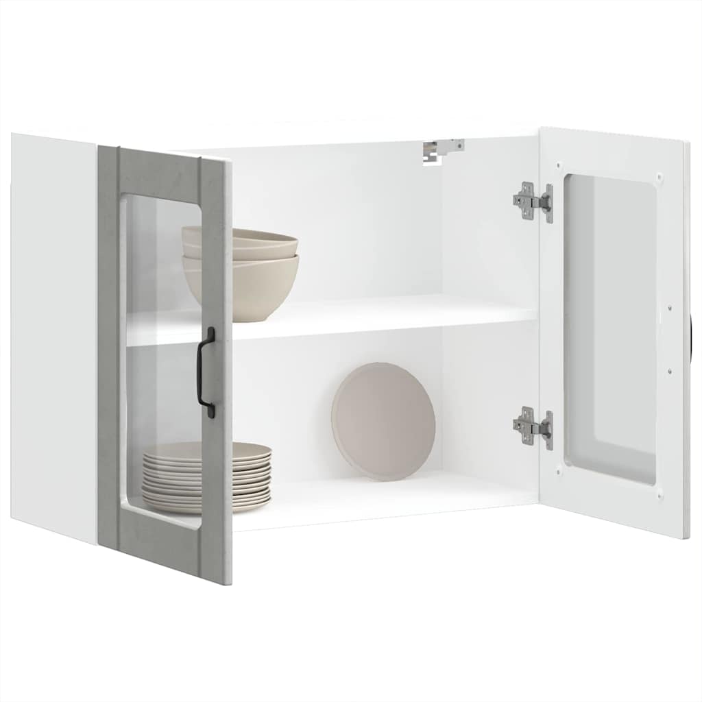 Keukenbovenkast met glazen deur Lucca bewerkt hout betongrijs is nu te koop bij PeponiXL, paradijselijk wonen!