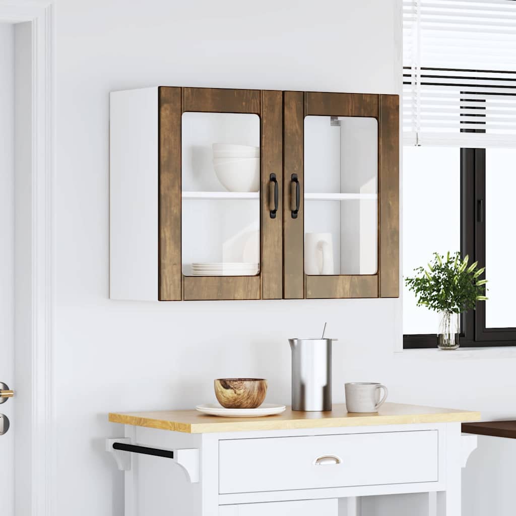 Keukenbovenkast met glazen deur Lucca bewerkt hout gerookt eikenkleur is nu te koop bij PeponiXL, paradijselijk wonen!