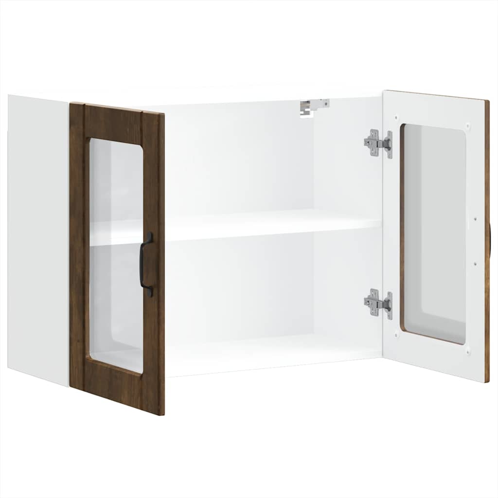 Keukenbovenkast met glazen deur Lucca bewerkt hout gerookt eikenkleur is nu te koop bij PeponiXL, paradijselijk wonen!