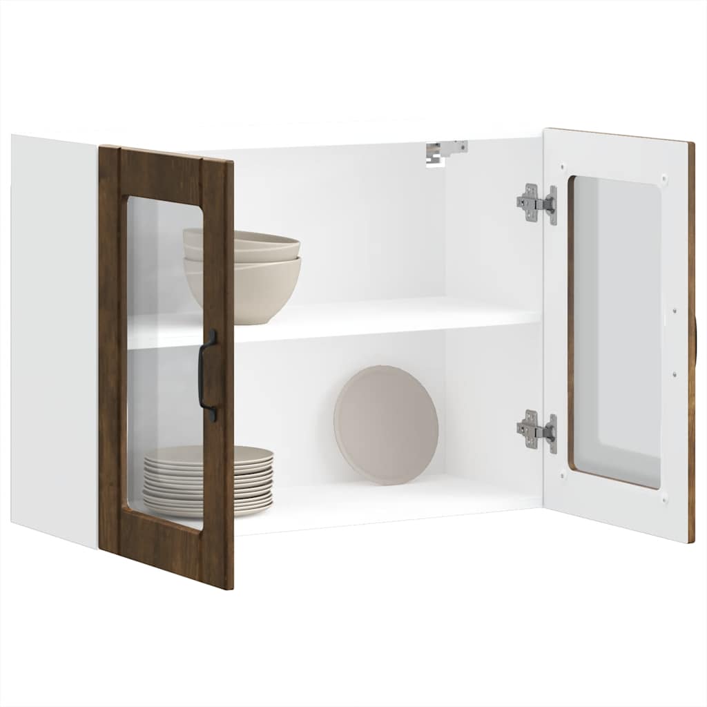 Keukenbovenkast met glazen deur Lucca bewerkt hout gerookt eikenkleur is nu te koop bij PeponiXL, paradijselijk wonen!