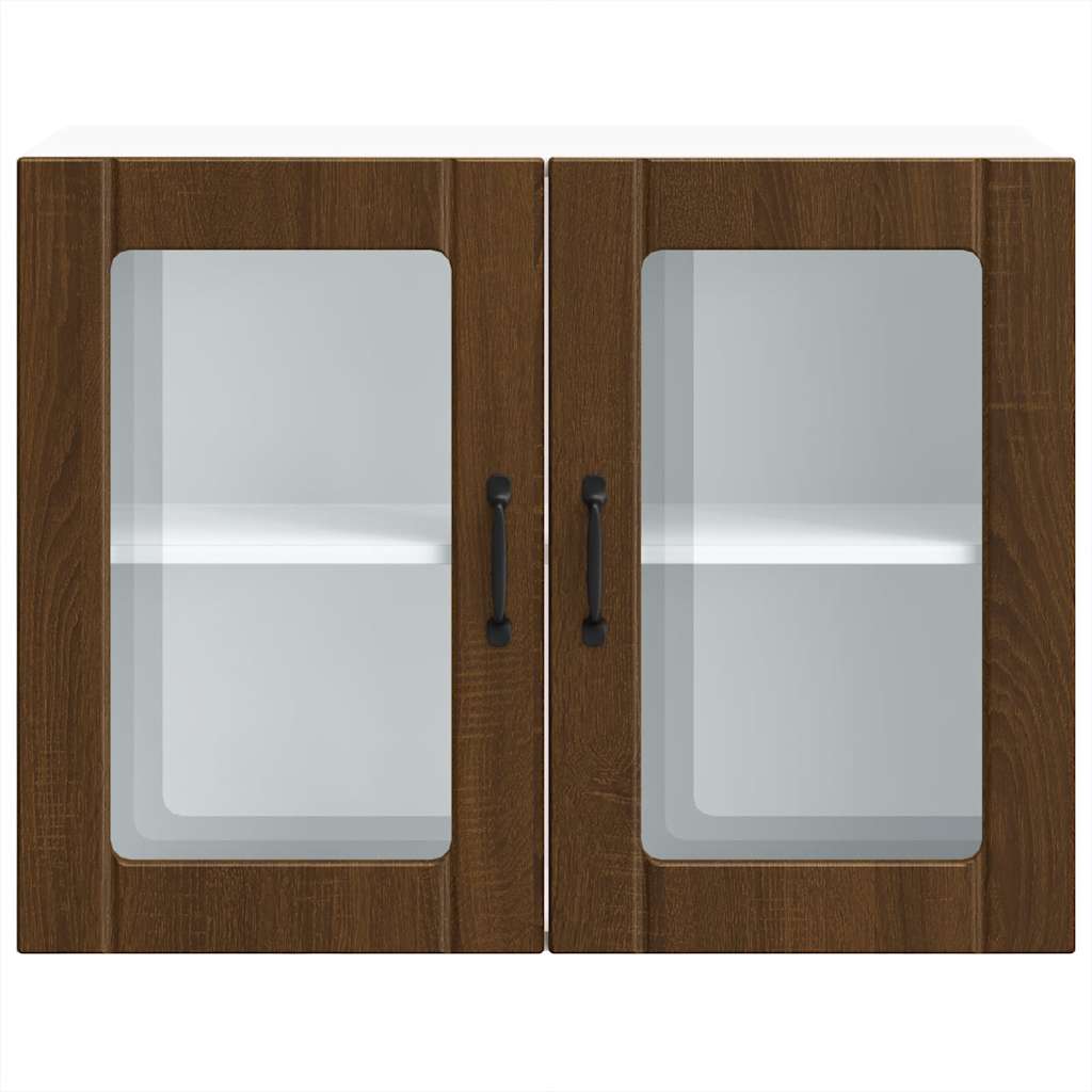 Keukenbovenkast met glazen deur bewerkt hout bruin eikenkleur is nu te koop bij PeponiXL, paradijselijk wonen!