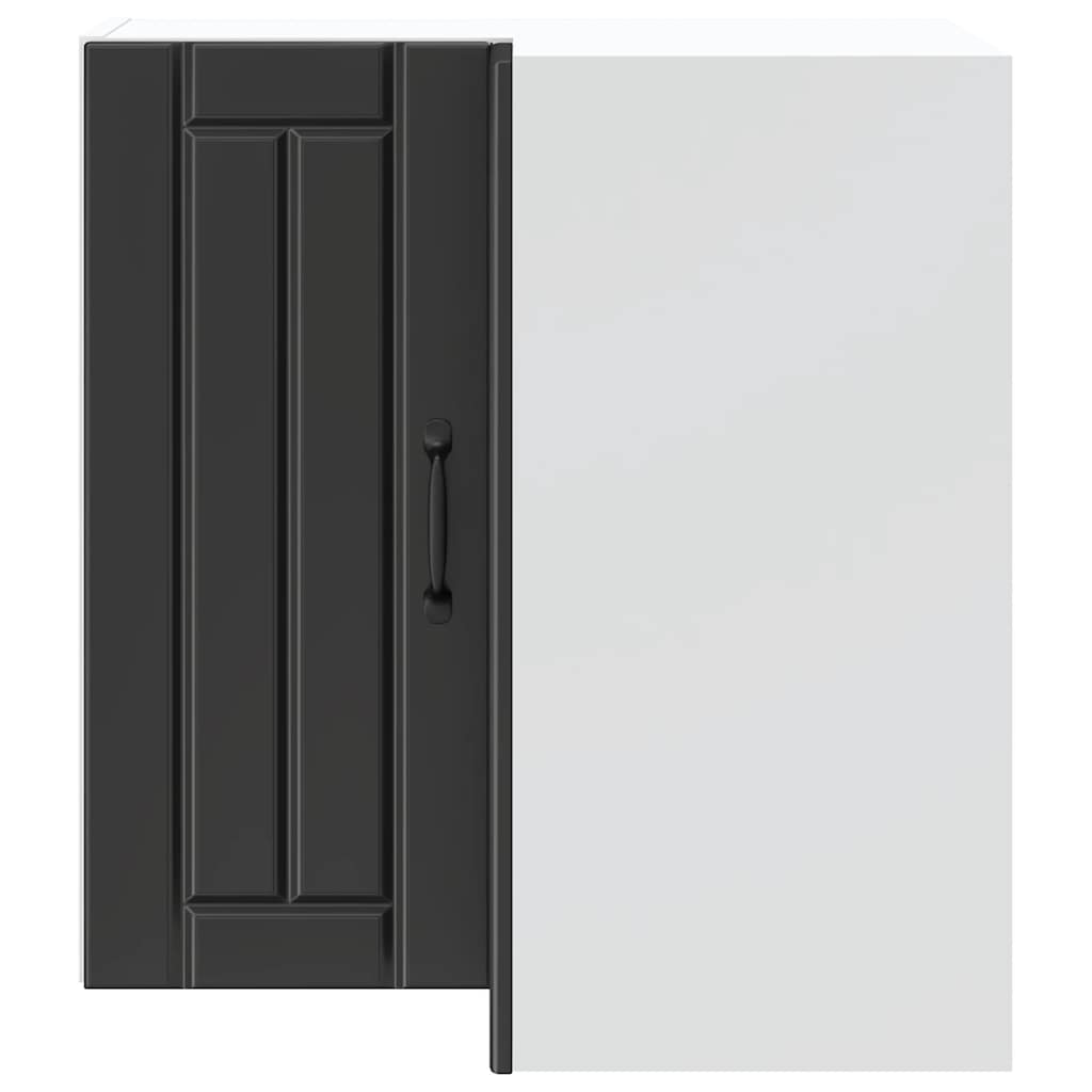 Keukenwandhoekkast Lucca bewerkt hout zwart is nu te koop bij PeponiXL, paradijselijk wonen!