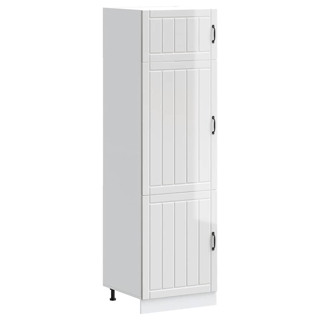 Keukenkast Lucca bewerkt hout hoogglans wit is nu te koop bij PeponiXL, paradijselijk wonen!