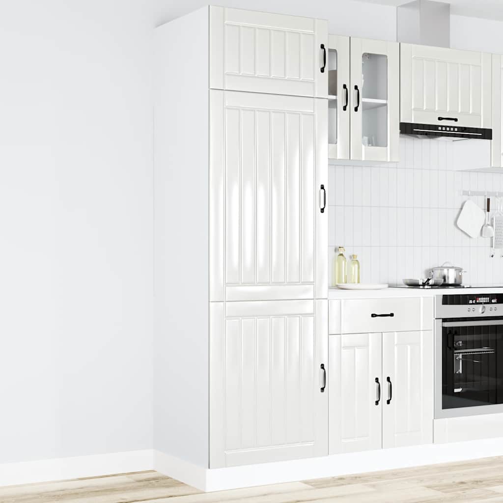 Keukenkast Lucca bewerkt hout hoogglans wit is nu te koop bij PeponiXL, paradijselijk wonen!
