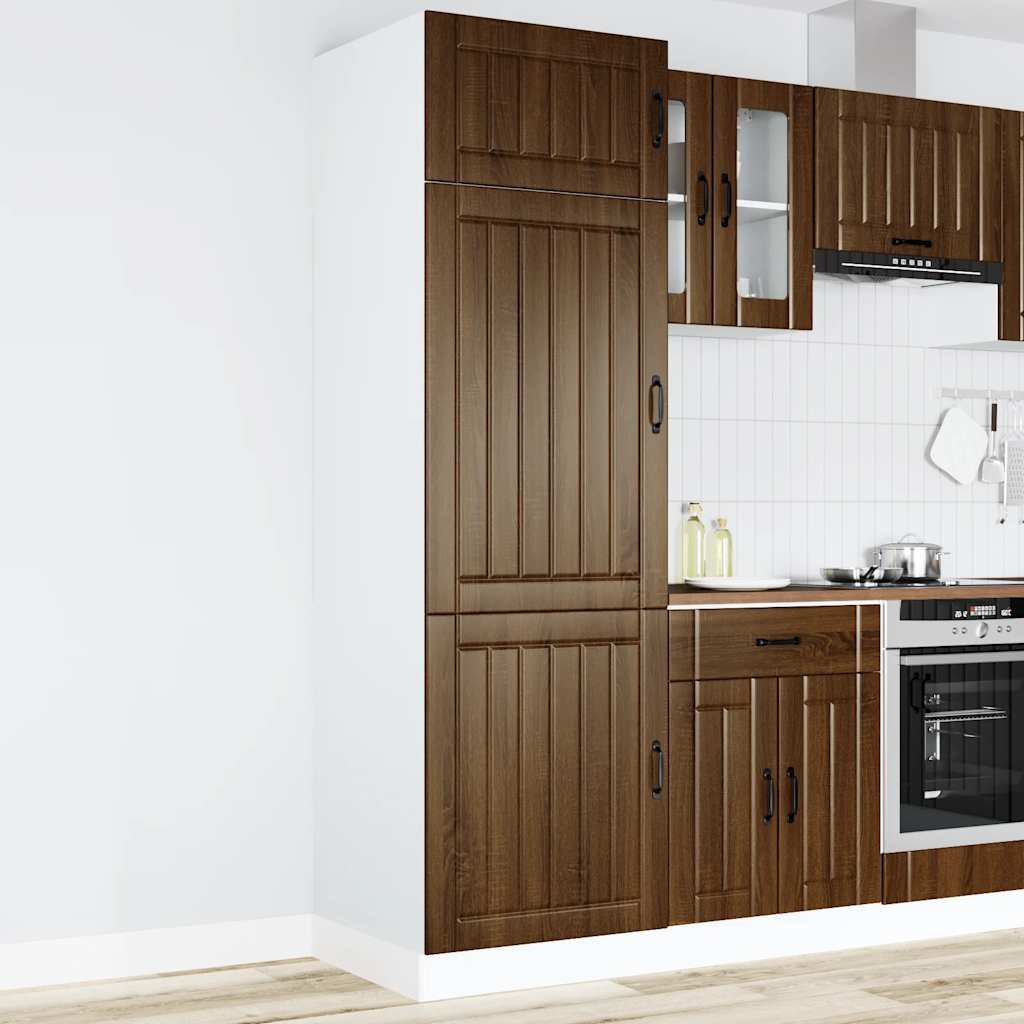 Keukenkast Lucca bewerkt hout bruin eikenkleur is nu te koop bij PeponiXL, paradijselijk wonen!