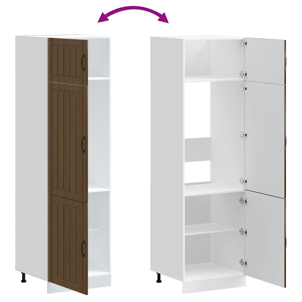 Keukenkast Lucca bewerkt hout bruin eikenkleur is nu te koop bij PeponiXL, paradijselijk wonen!