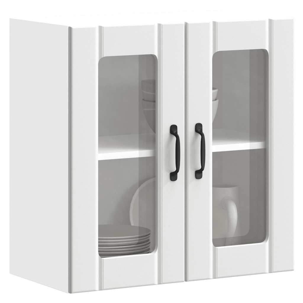Keukenbovenkast met glazen deur Lucca bewerkt hout wit is nu te koop bij PeponiXL, paradijselijk wonen!