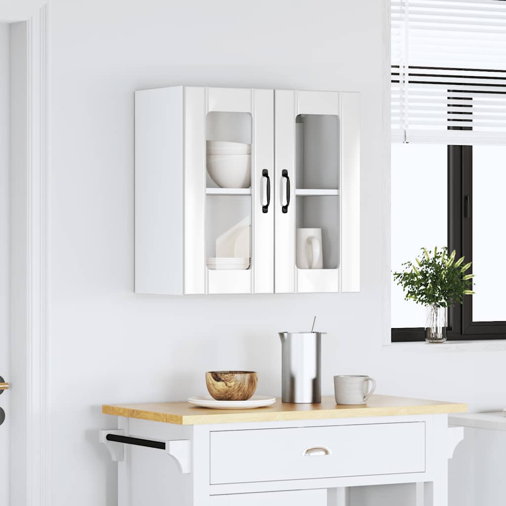 Keukenbovenkast met glazen deur Lucca bewerkt hout hoogglanswit is nu te koop bij PeponiXL, paradijselijk wonen!