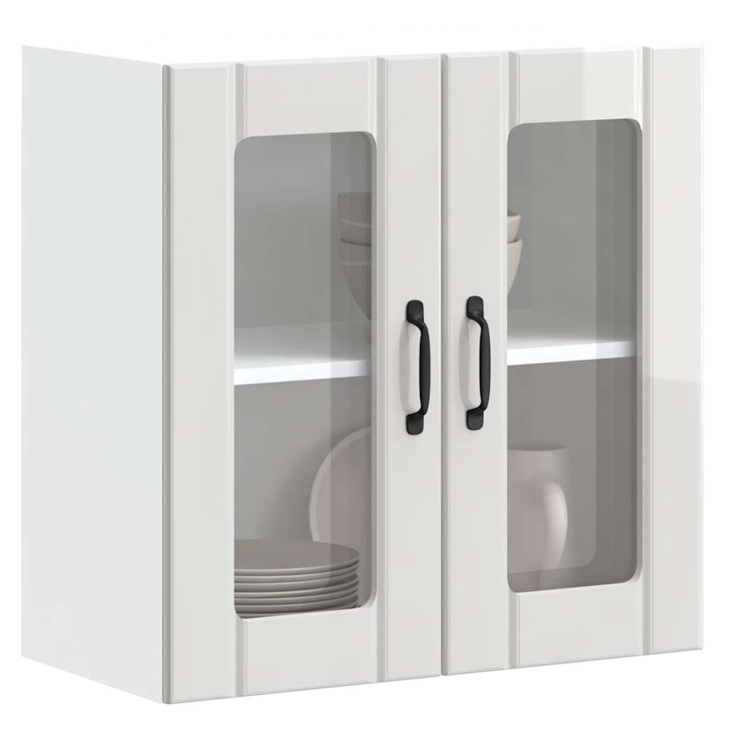 Keukenbovenkast met glazen deur Lucca bewerkt hout hoogglanswit is nu te koop bij PeponiXL, paradijselijk wonen!
