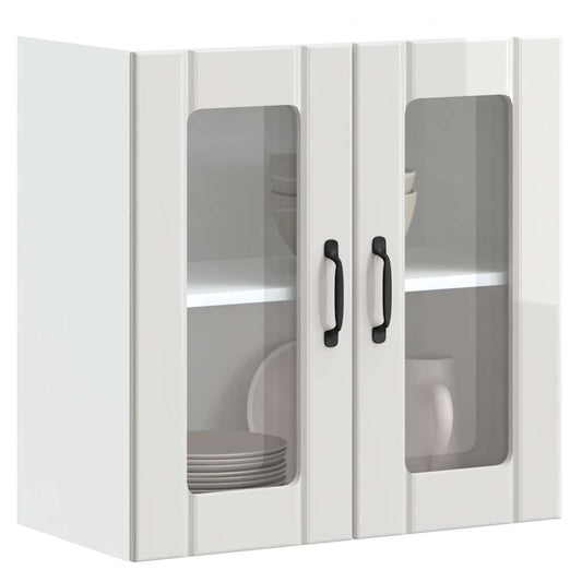 Keukenbovenkast met glazen deur Lucca bewerkt hout hoogglanswit is nu te koop bij PeponiXL, paradijselijk wonen!