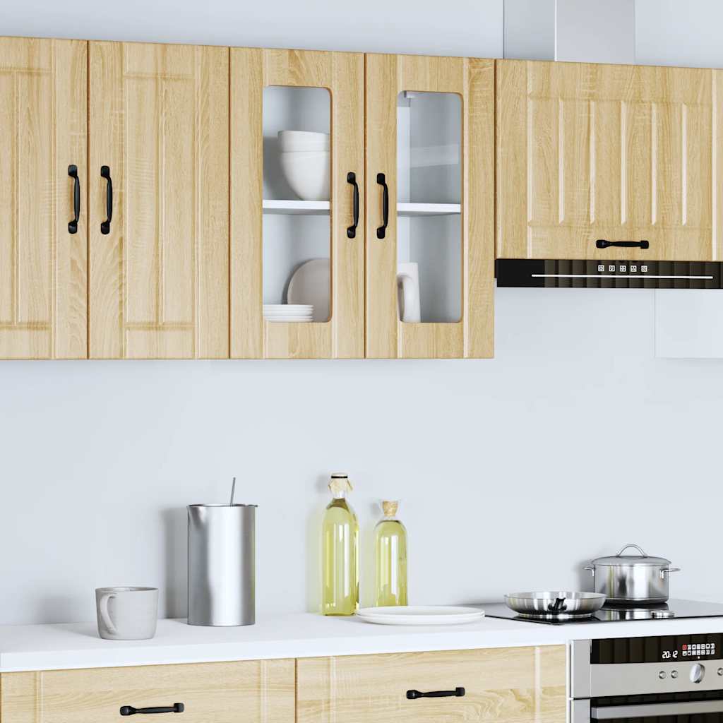 Keukenbovenkast met glazen deur Lucca bewerkt hout sonoma eikenkleur is nu te koop bij PeponiXL, paradijselijk wonen!