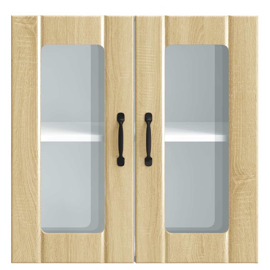 Keukenbovenkast met glazen deur Lucca bewerkt hout sonoma eikenkleur is nu te koop bij PeponiXL, paradijselijk wonen!