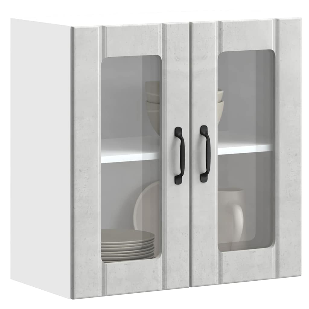 Keukenbovenkast met glazen deur Lucca bewerkt hout betongrijs is nu te koop bij PeponiXL, paradijselijk wonen!