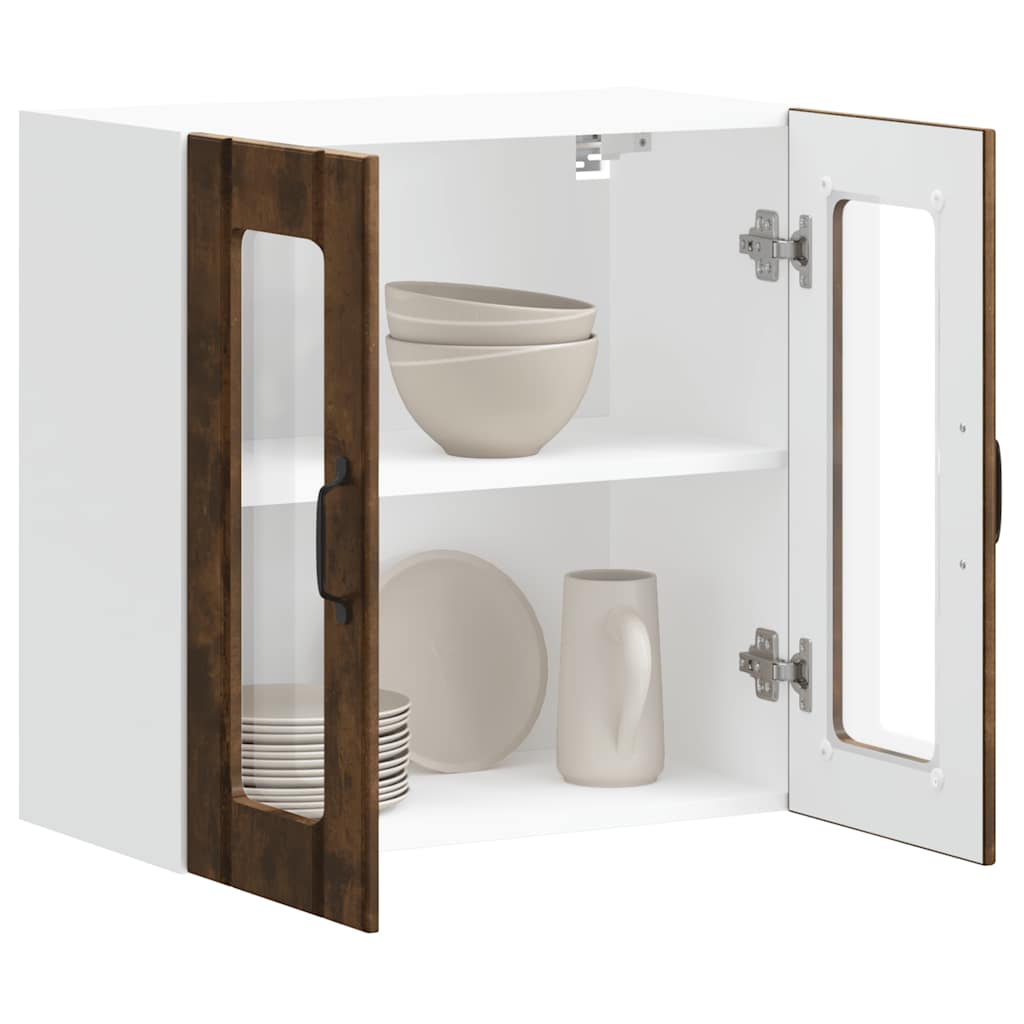 Keukenbovenkast met glazen deur Lucca bewerkt hout gerookt eikenkleur is nu te koop bij PeponiXL, paradijselijk wonen!