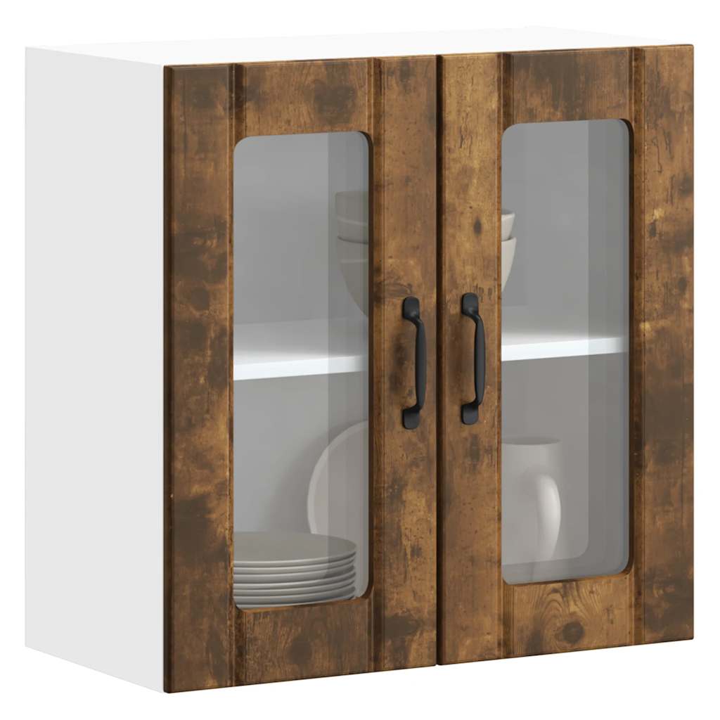 Keukenbovenkast met glazen deur Lucca bewerkt hout gerookt eikenkleur is nu te koop bij PeponiXL, paradijselijk wonen!