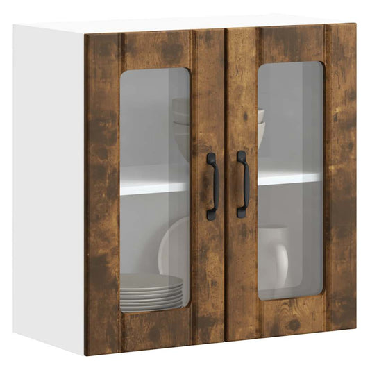 Keukenbovenkast met glazen deur Lucca bewerkt hout gerookt eikenkleur is nu te koop bij PeponiXL, paradijselijk wonen!
