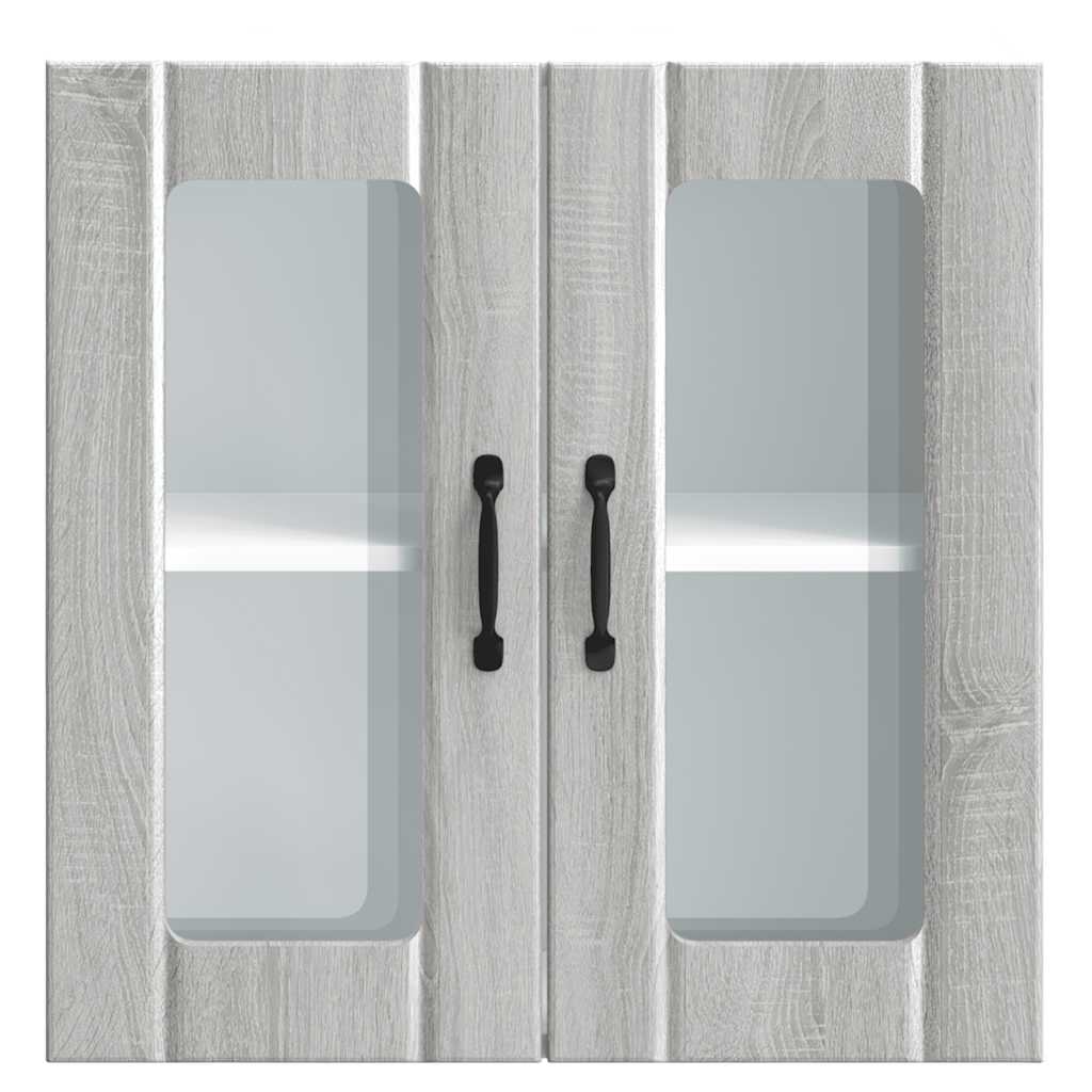 Keukenbovenkast met glazen deur bewerkt hout grijs sonoma eiken is nu te koop bij PeponiXL, paradijselijk wonen!