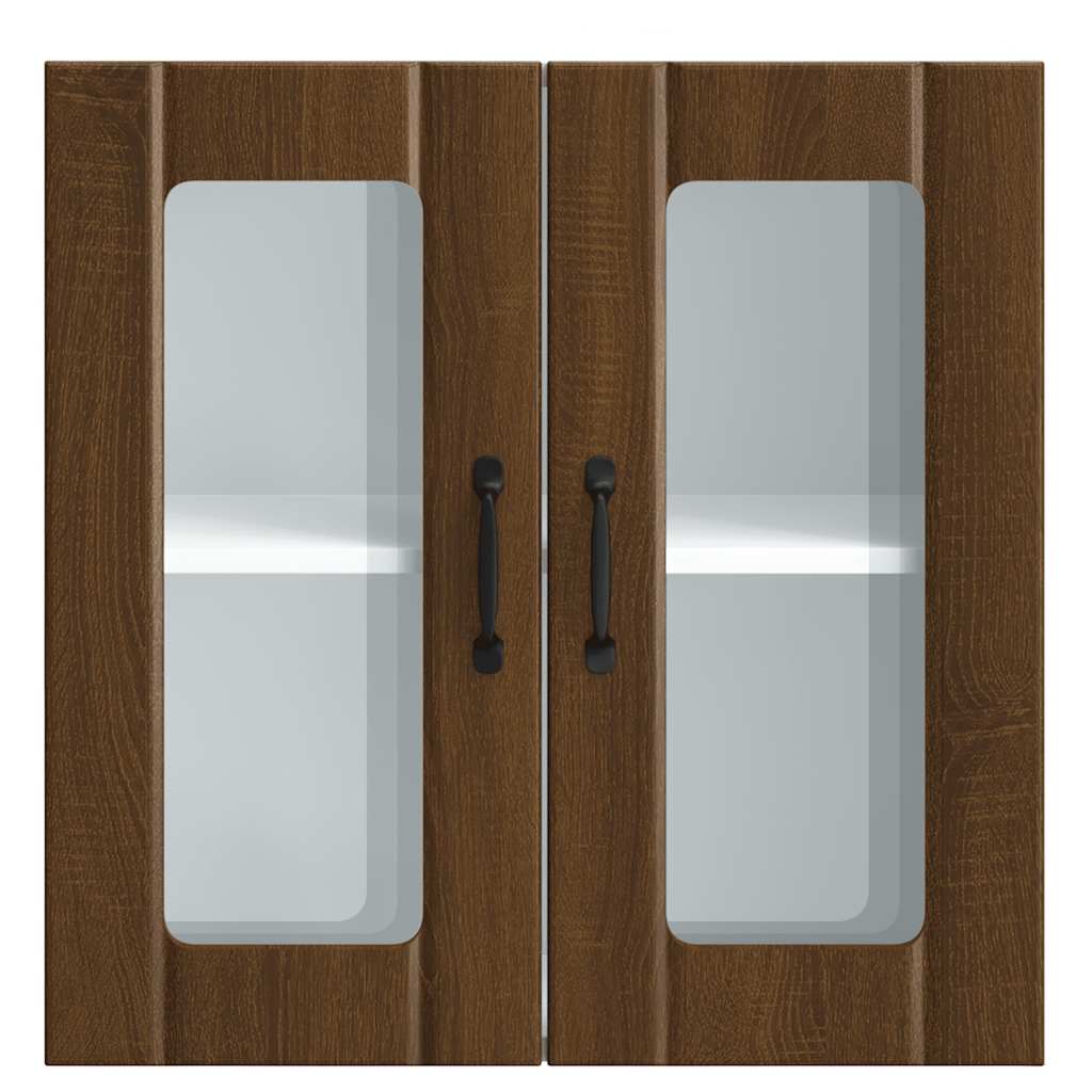 Keukenbovenkast met glazen deur bewerkt hout bruin eikenkleur is nu te koop bij PeponiXL, paradijselijk wonen!