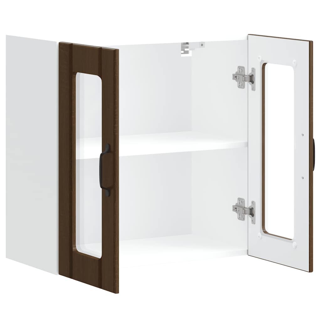 Keukenbovenkast met glazen deur bewerkt hout bruin eikenkleur is nu te koop bij PeponiXL, paradijselijk wonen!