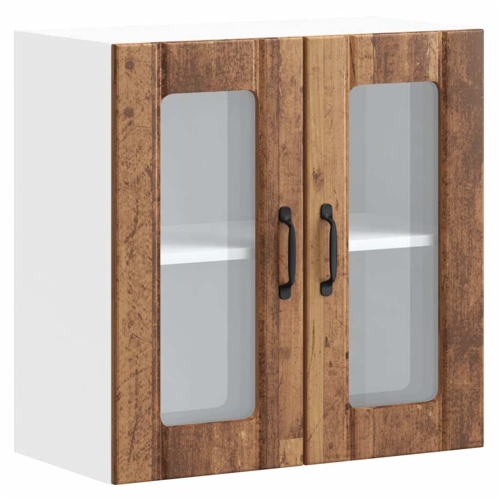 Keukenbovenkast met glazen deur Lucca bewerkt hout oud houtkleurig is nu te koop bij PeponiXL, paradijselijk wonen!