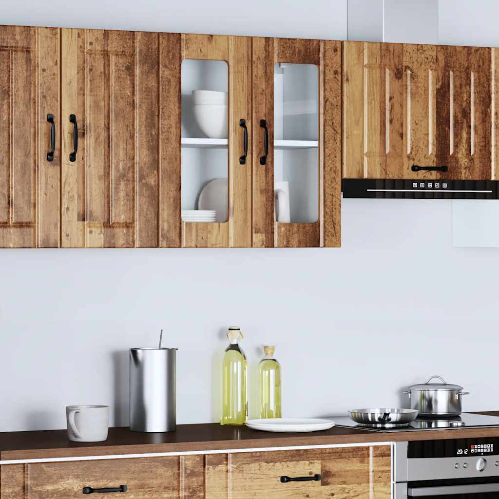 Keukenbovenkast met glazen deur Lucca bewerkt hout oud houtkleurig is nu te koop bij PeponiXL, paradijselijk wonen!