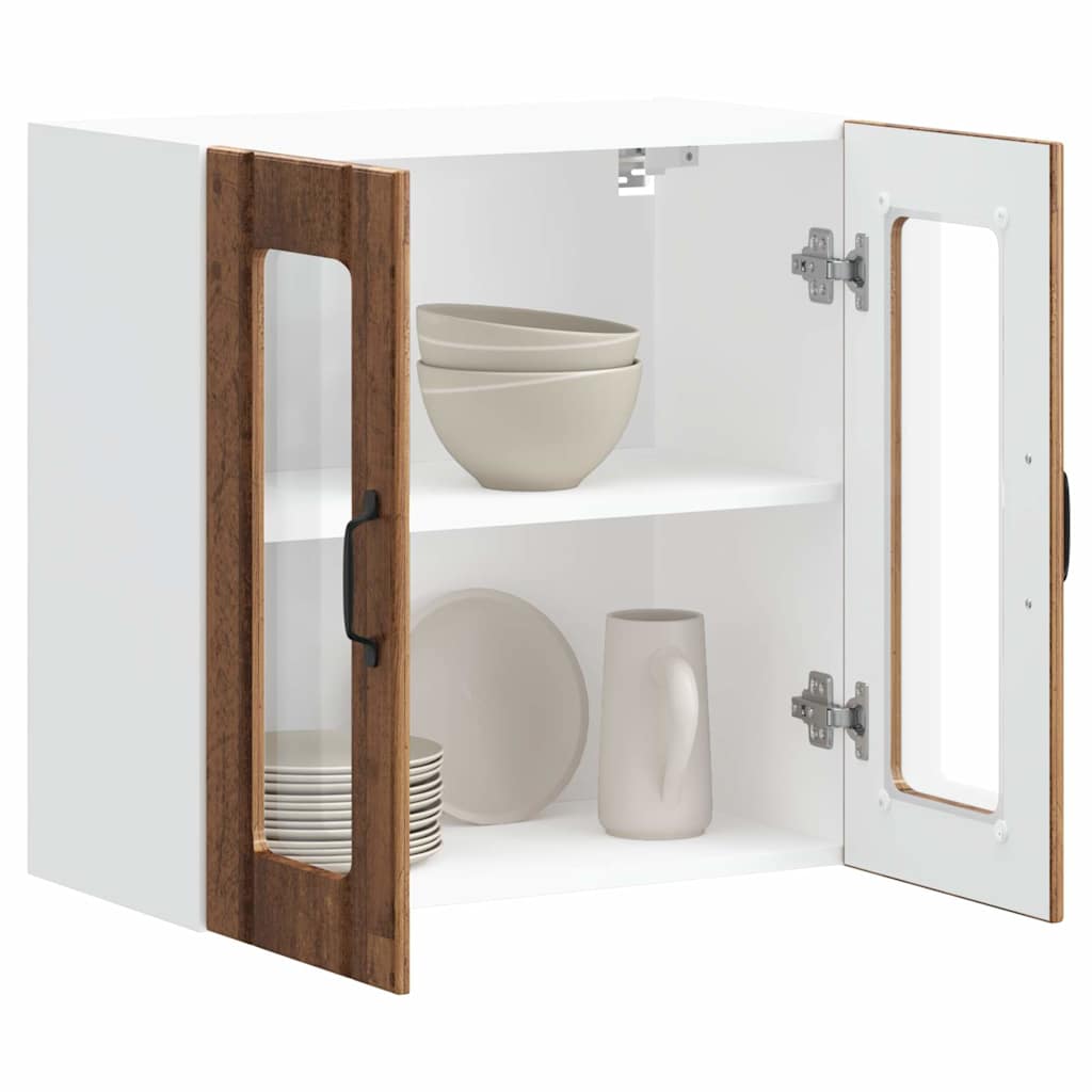 Keukenbovenkast met glazen deur Lucca bewerkt hout oud houtkleurig is nu te koop bij PeponiXL, paradijselijk wonen!