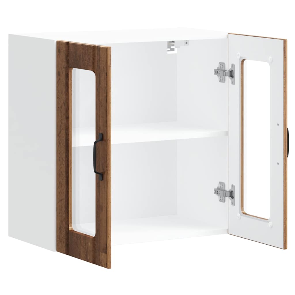 Keukenbovenkast met glazen deur Lucca bewerkt hout oud houtkleurig is nu te koop bij PeponiXL, paradijselijk wonen!