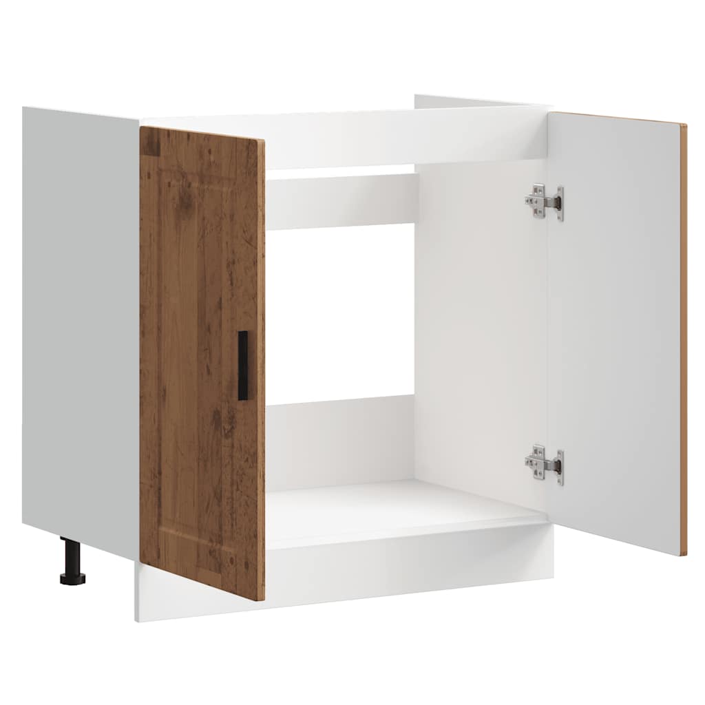 Spoelbakonderkast Porto 80x46x81,5 cm bewerkt hout oud hout is nu te koop bij PeponiXL, paradijselijk wonen!