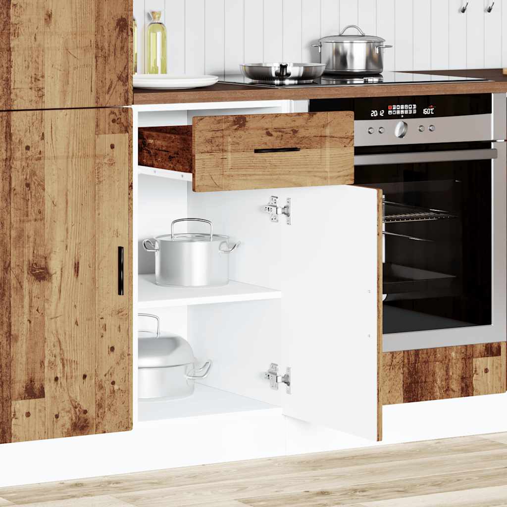 Onderkast "Porto" bewerkt hout oud houtkleurig is nu te koop bij PeponiXL, paradijselijk wonen!