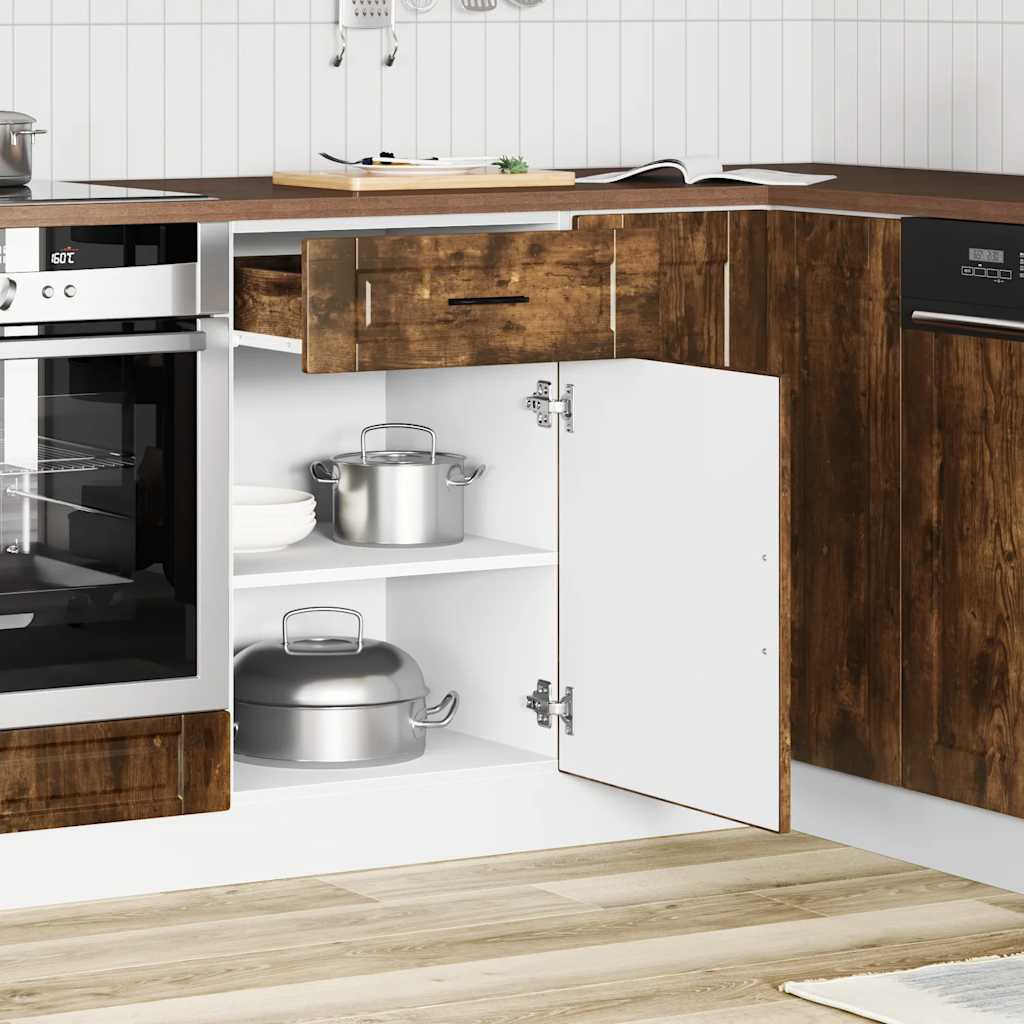 Onderkast "Porto" bewerkt hout gerookt eikenkleurig is nu te koop bij PeponiXL, paradijselijk wonen!
