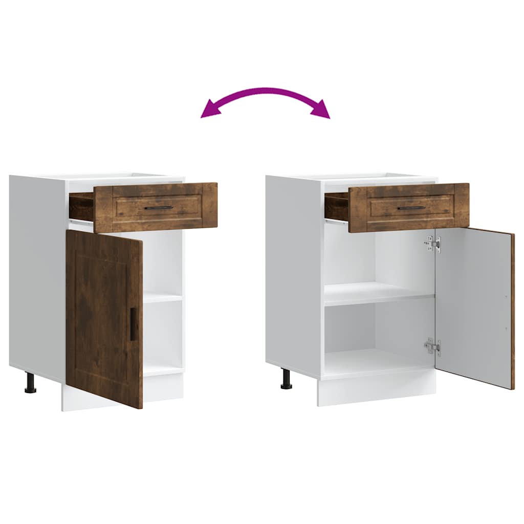 Onderkast "Porto" bewerkt hout gerookt eikenkleurig is nu te koop bij PeponiXL, paradijselijk wonen!