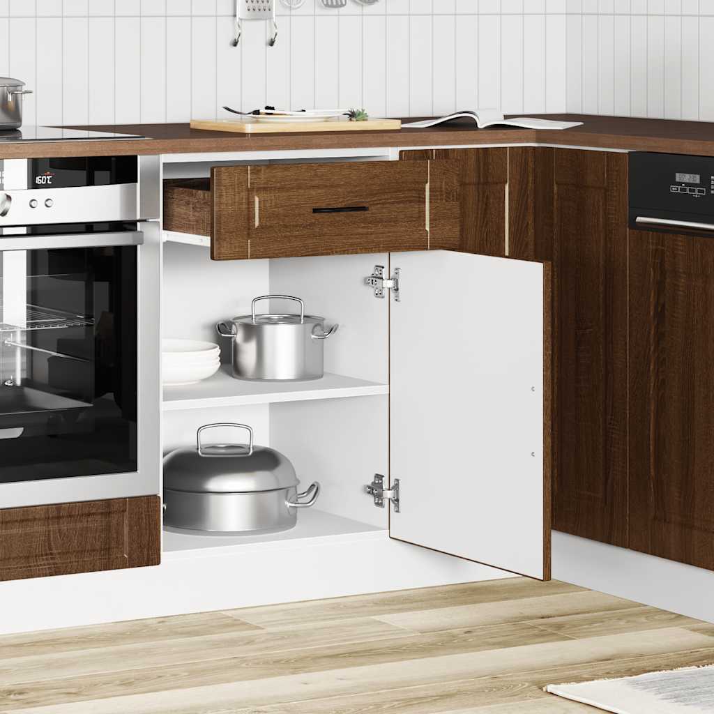Onderkast "Porto" bewerkt hout bruin eikenkleur is nu te koop bij PeponiXL, paradijselijk wonen!