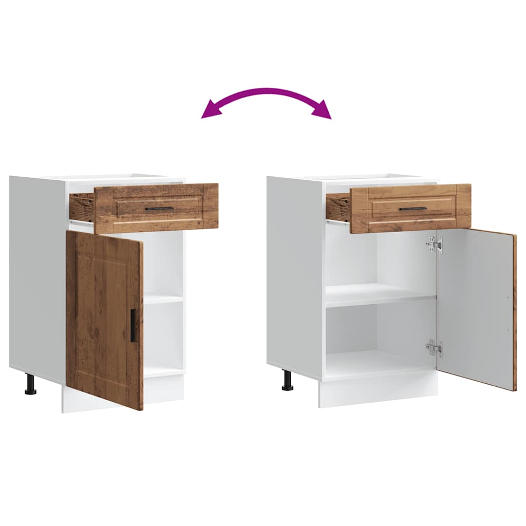 Onderkast "Porto" bewerkt hout oud houtkleurig is nu te koop bij PeponiXL, paradijselijk wonen!