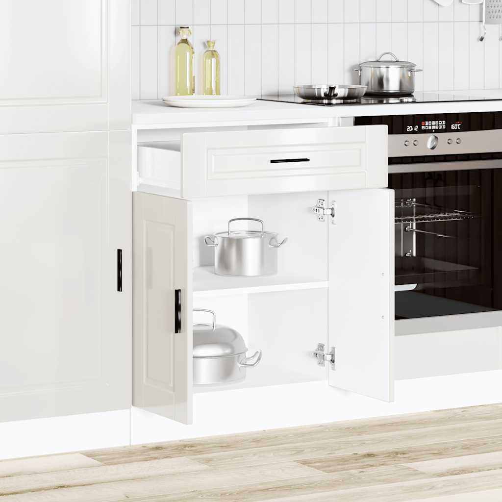 Onderkast "Porto" bewerkt hout hoogglans wit is nu te koop bij PeponiXL, paradijselijk wonen!