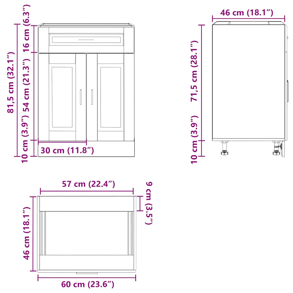 Onderkast "Porto" bewerkt hout hoogglans wit is nu te koop bij PeponiXL, paradijselijk wonen!